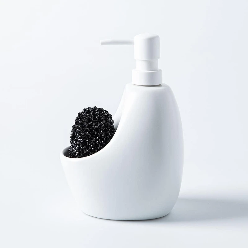Umbra Joey Ceramic Soap Pump with Scrubber (White)
