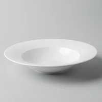 A La Carte 'Diamond' Porcelain Soup- Pasta Plate (White)