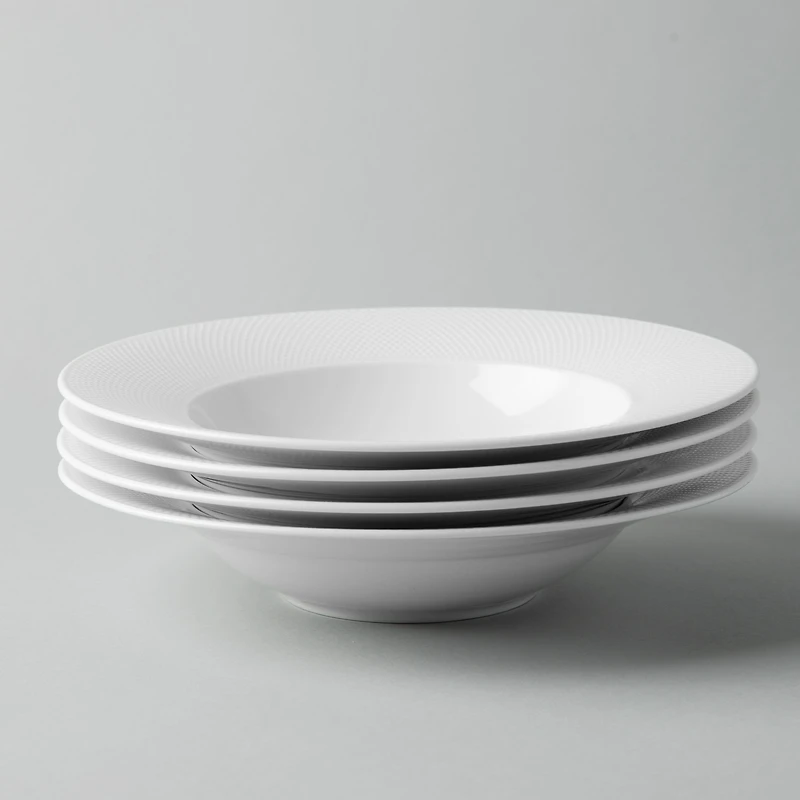 A La Carte 'Diamond' Porcelain Soup- Pasta Plate (White)