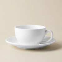 A La Carte 'Oxford' Porcelain Teacup with Saucer 250ml (White)