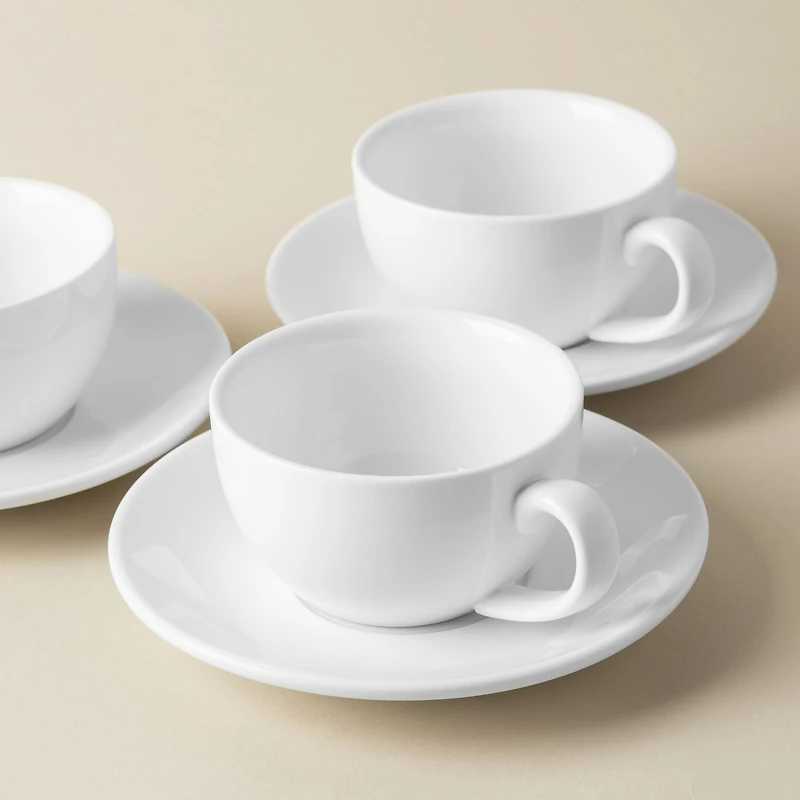 A La Carte 'Oxford' Porcelain Teacup with Saucer 250ml (White)
