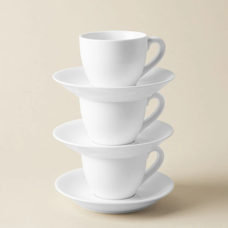 A La Carte 'Oxford' Porcelain Espresso Cup with Saucer 90ml (White)