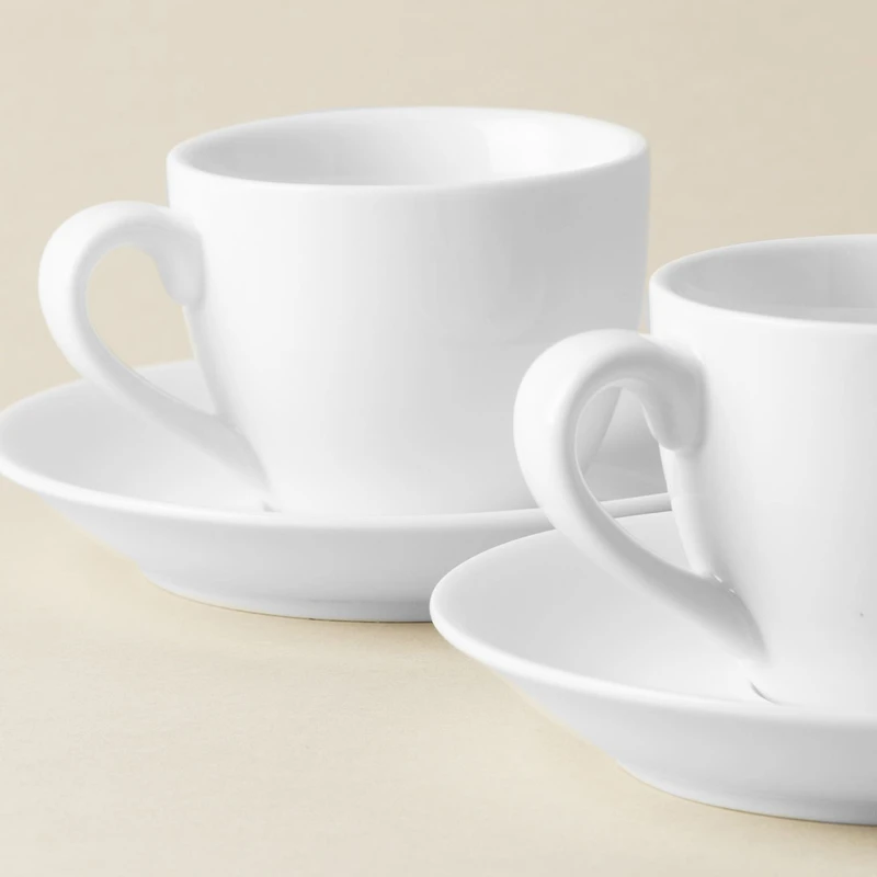 A La Carte 'Oxford' Porcelain Espresso Cup with Saucer 90ml (White)