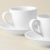 A La Carte 'Oxford' Porcelain Espresso Cup with Saucer 90ml (White)