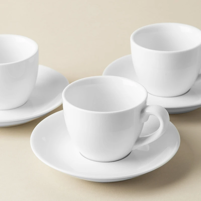 A La Carte 'Oxford' Porcelain Espresso Cup with Saucer 90ml (White)