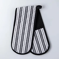 KSP Classic Stripe 100% Cotton Double Oven Mitt (Black)