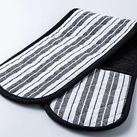 KSP Classic Stripe 100% Cotton Double Oven Mitt (Black)