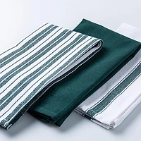 KSP Classic Stripe 100% Cotton Tea Towel - Set of 3 (Dark Green)