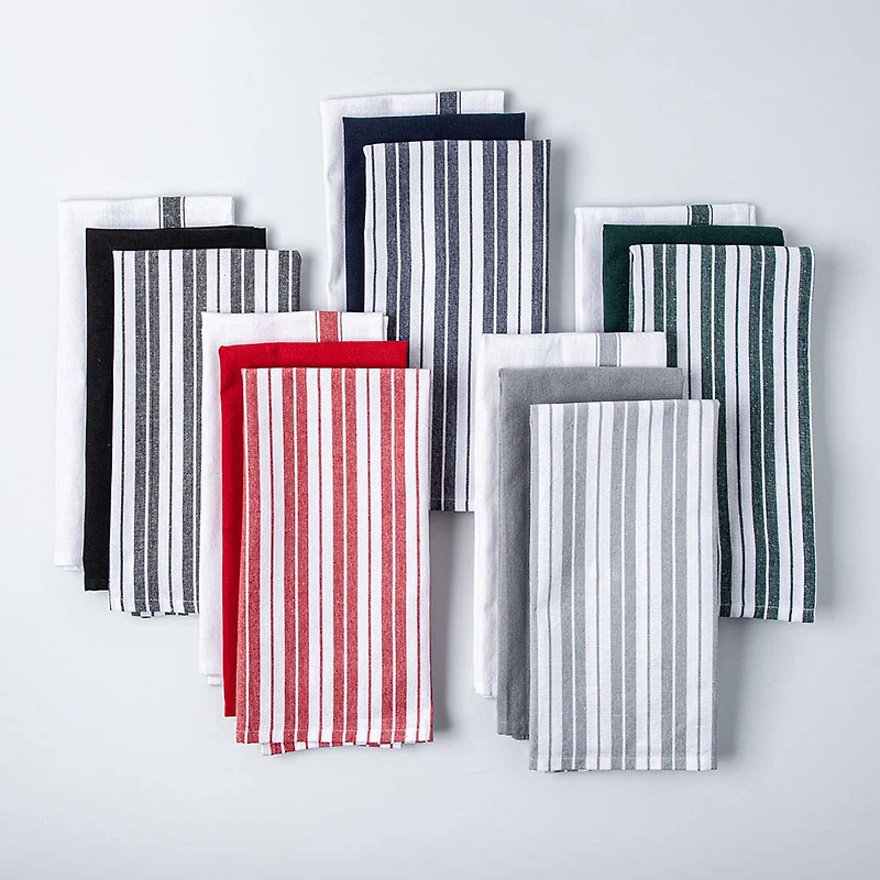 KSP Classic Stripe 100% Cotton Tea Towel - Set of 3 (Dark Green)