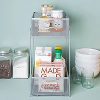 KSP Mesh Sliding Storage Basket 2-Tier (Silver) 31 x 21 x 42 cm