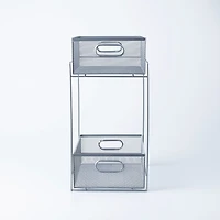 KSP Mesh Sliding Storage Basket 2-Tier (Silver) 31 x 21 x 42 cm