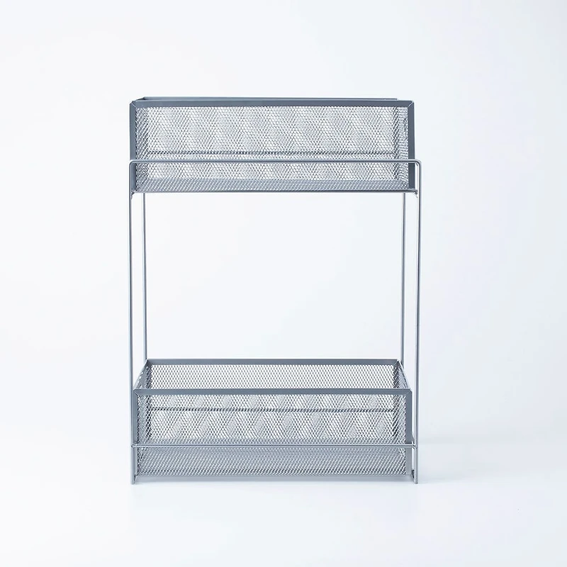KSP Mesh Sliding Storage Basket 2-Tier (Silver) 31 x 21 x 42 cm