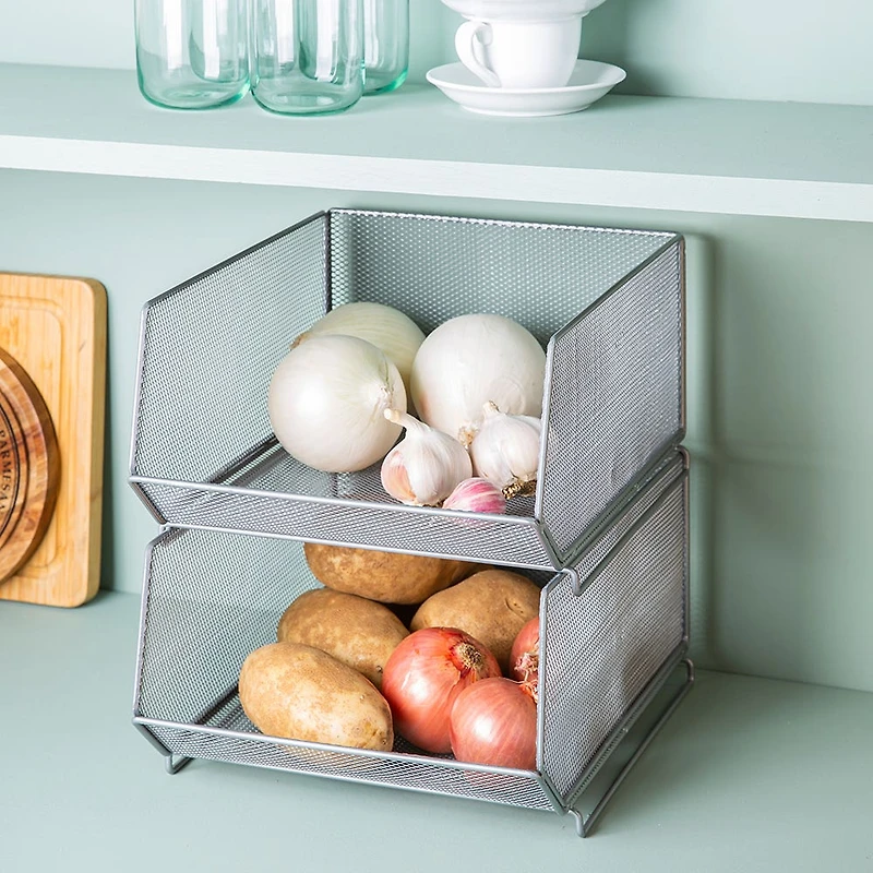 KSP Mesh Stacking Storage Bin (Silver) 24 x 30 x 16 cm