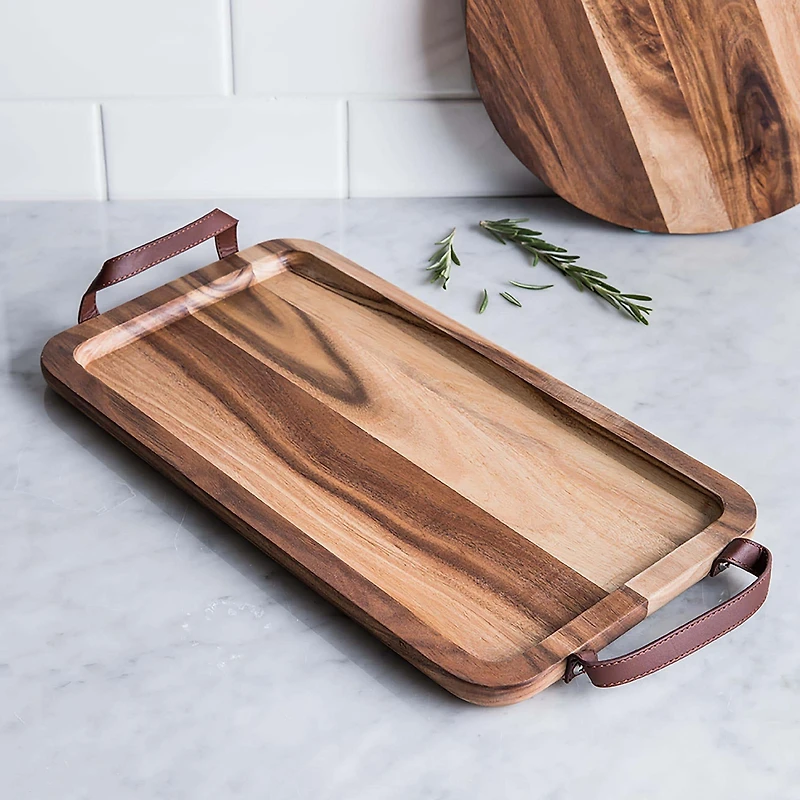 James F Rustique Large Acacia Wood Serving Tray (Natural)