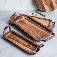 James F Rustique Large Acacia Wood Serving Tray (Natural)