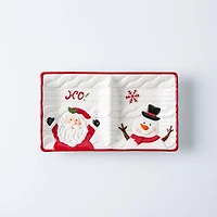 KSP Christmas Knit 'Santa & Snowman' Two-Section Platter 28x16cm