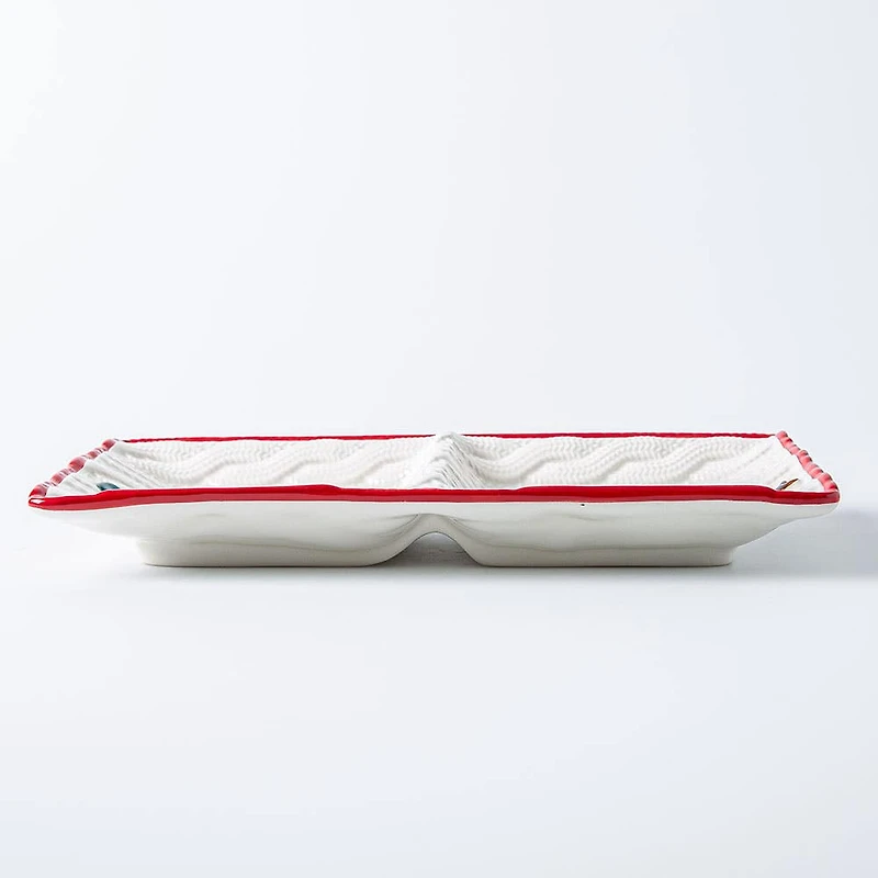 KSP Christmas Knit 'Santa & Snowman' Two-Section Platter 28x16cm