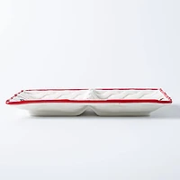 KSP Christmas Knit 'Santa & Snowman' Two-Section Platter 28x16cm