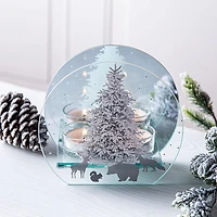 KSP Christmas Mirror 'Winter Tree' Glass Tealight Holder 2-Light