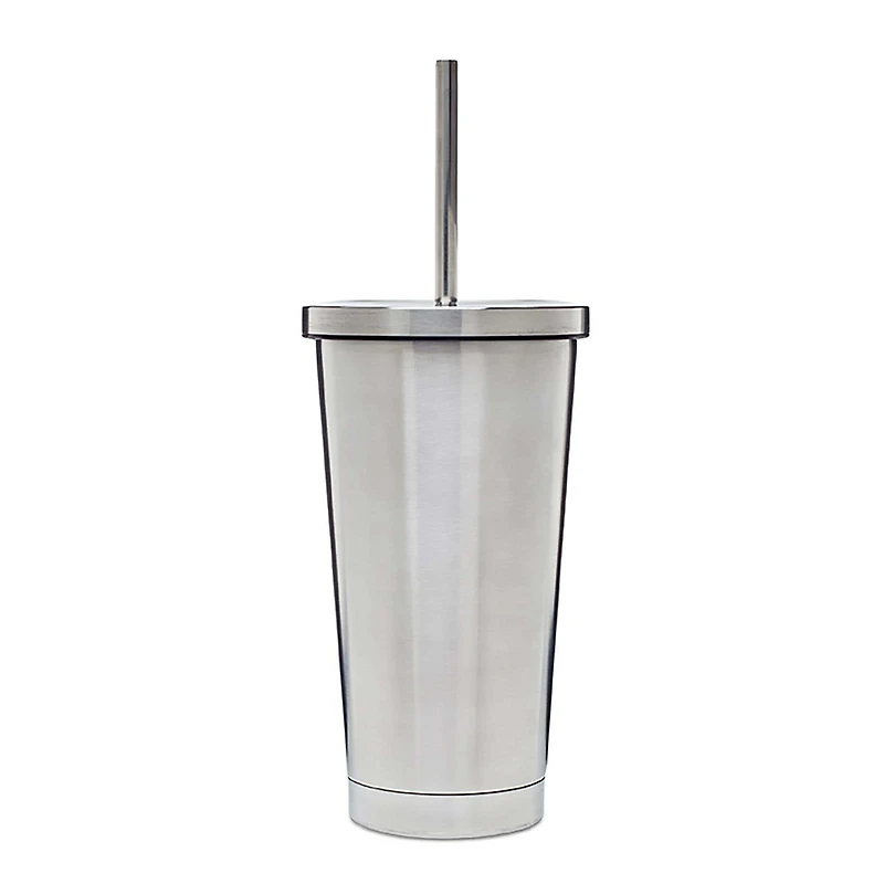 KSP Cool It Double Wall Tumbler with Straw (Stainless Steel)