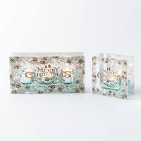 KSP Christmas Mirror 'Merry Christmas' Glass Tealight Holder 3-Light