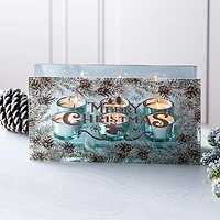 KSP Christmas Mirror 'Merry Christmas' Glass Tealight Holder 3-Light
