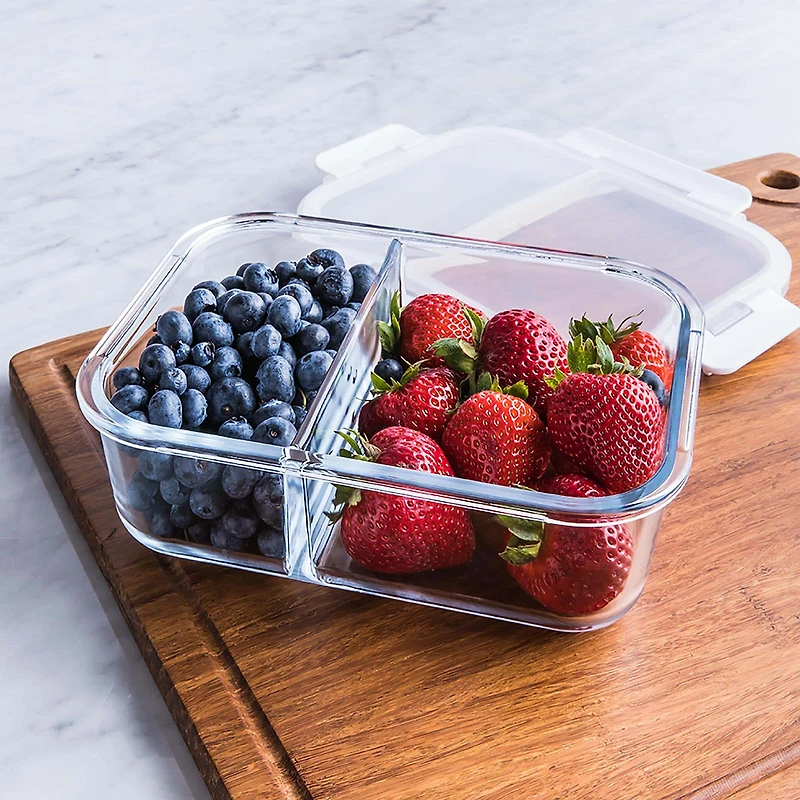 KSP Divided Glass 1.5L Storage Container (Clear/White)