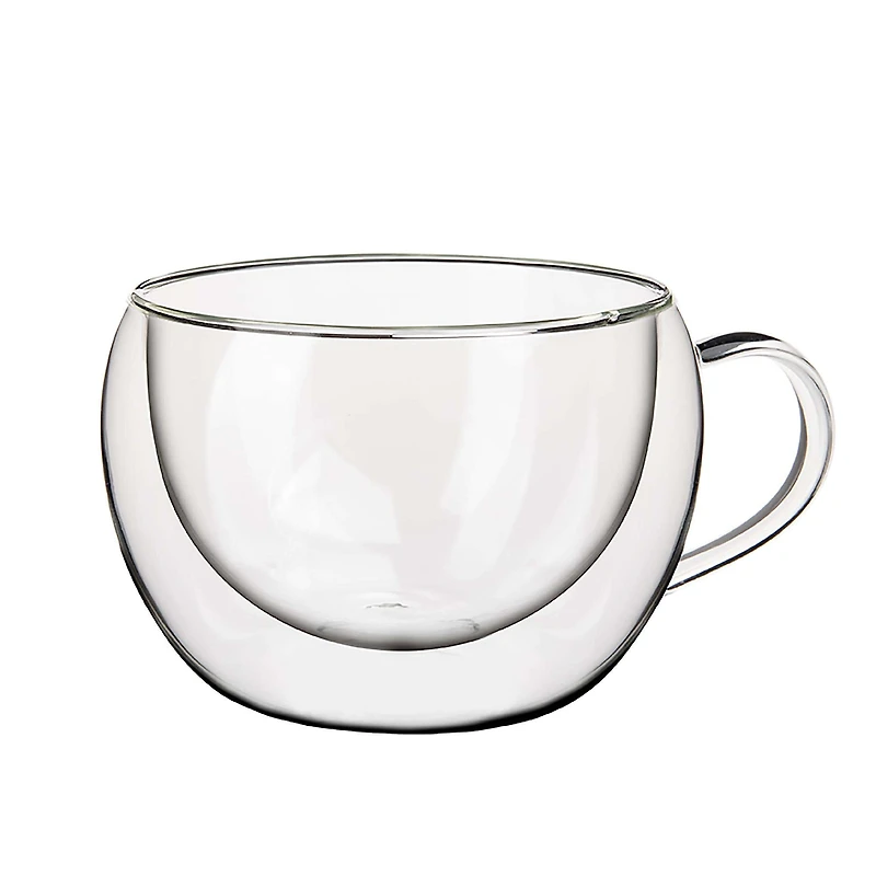 KSP Milano Double Wall Latte Glass with Handle - 480ml, Set of 2