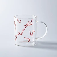 KSP Christmas 'Candy Cane' Borosilicate Glass Mug S/2 (Clear/Wht/Red)
