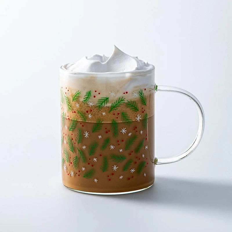 KSP Christmas 'Sprig' Borosilicate Glass Mug - Set of 2