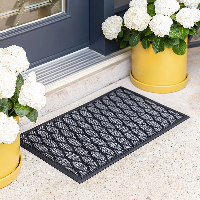KSP Tufted Rubber Backed 'Diamond Wave' Doormat (Grey)