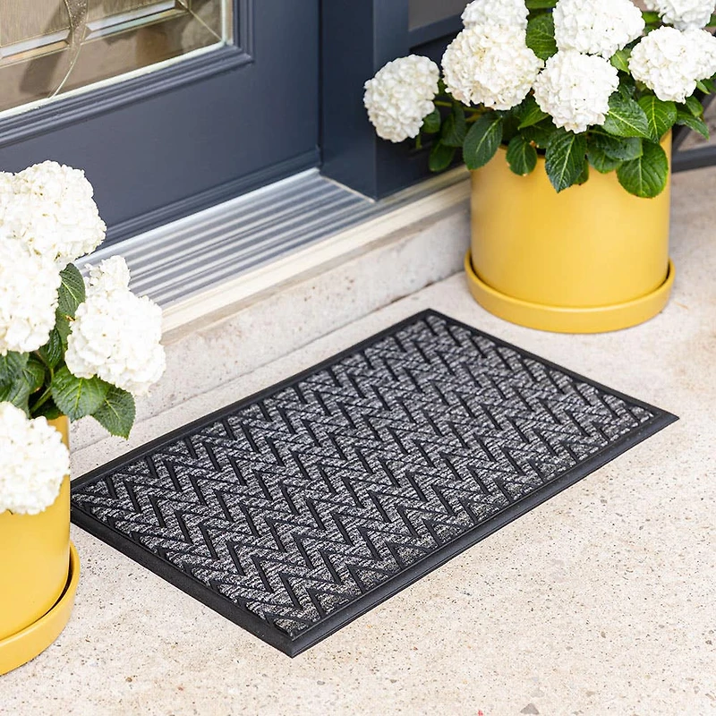 KSP Tufted Rubber Backed 'Chevron' Doormat (Grey)