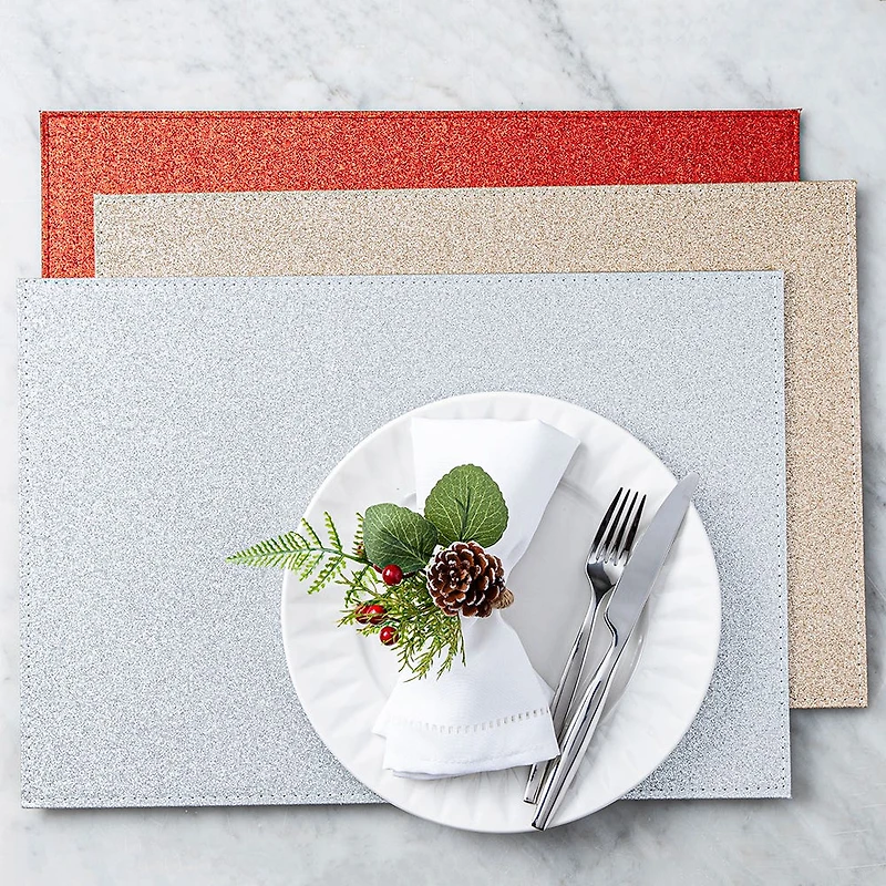 KSP Christmas Hardboard 'Glitter' Placemat (Red)