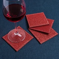 KSP Christmas Hardboard 'Glitter' Coaster - Set of 4 (Red)