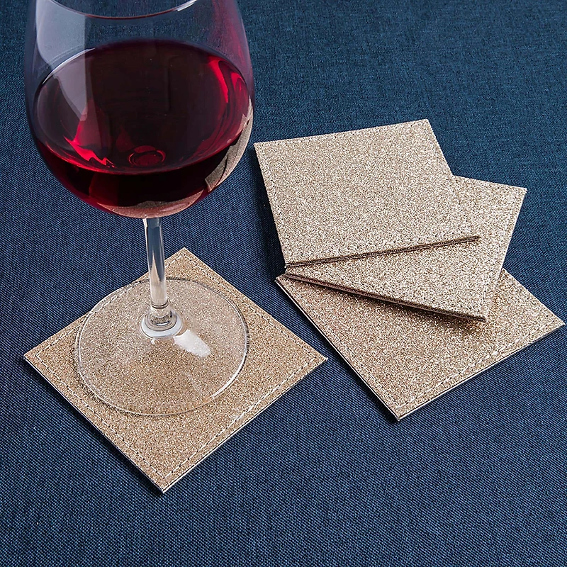 KSP Christmas Hardboard 'Glitter' Coaster - Set of 4 (Champagne)
