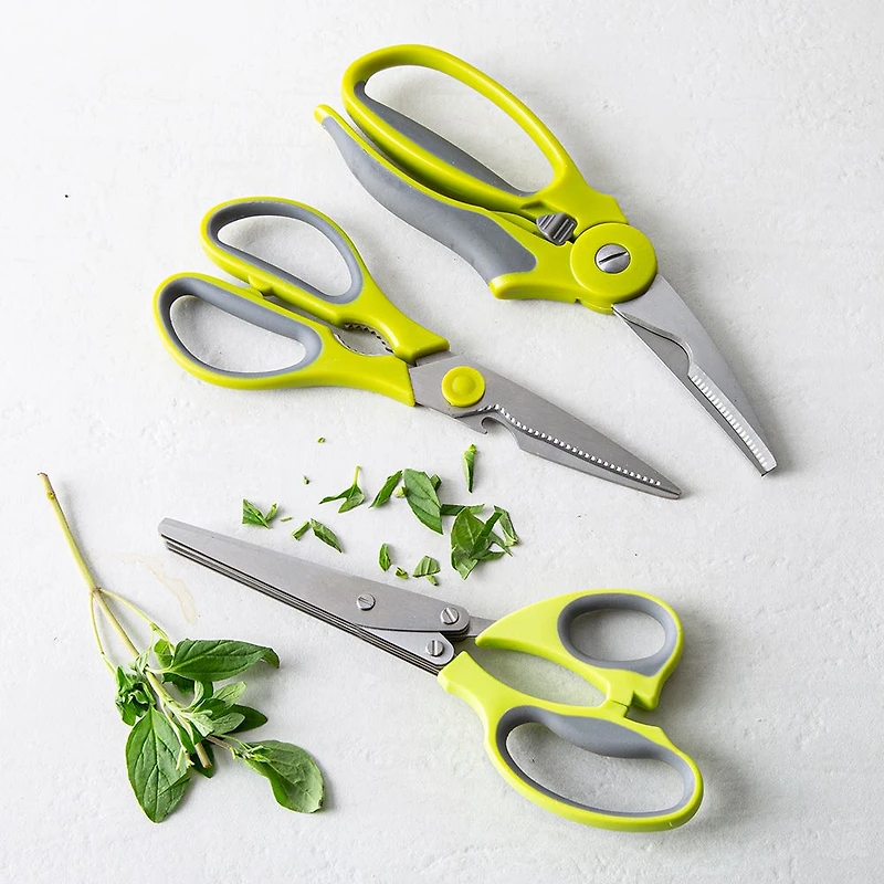 KSP Trio 'Soft Grip' Multi Purpose Scissors - Set of 3 (Green)