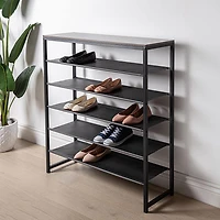 KSP Sole 6-Tier Shoe Rack (Black/Wood)
