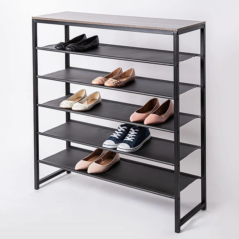 KSP Sole 6-Tier Shoe Rack (Black/Wood)