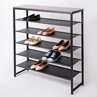KSP Sole 6-Tier Shoe Rack (Black/Wood)