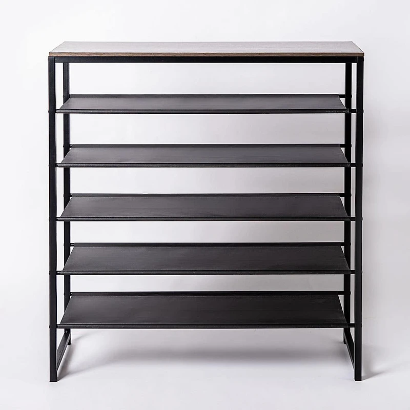 KSP Sole 6-Tier Shoe Rack (Black/Wood)