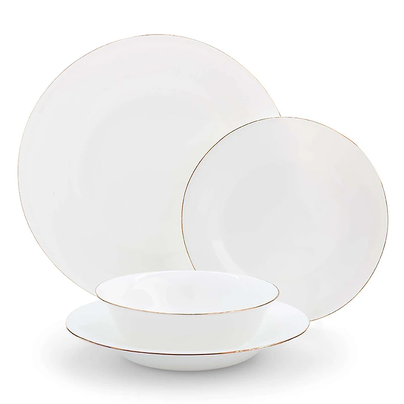 KSP Opal 'Banded' Glass Dinner Plate (White/Gold)