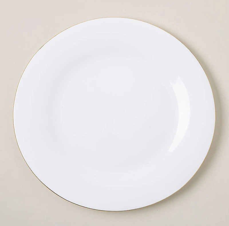 KSP Opal 'Banded' Glass Dinner Plate (White/Gold)