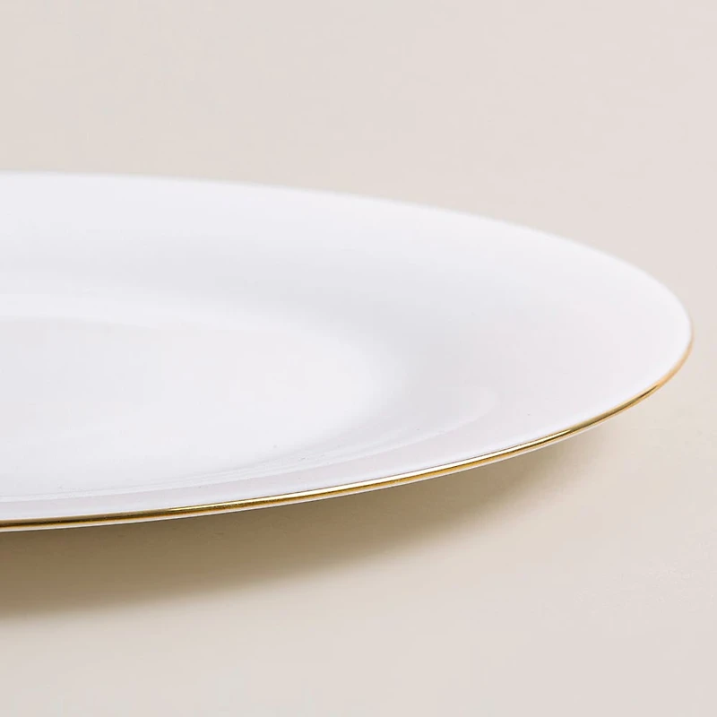 KSP Opal 'Banded' Glass Dinner Plate (White/Gold)