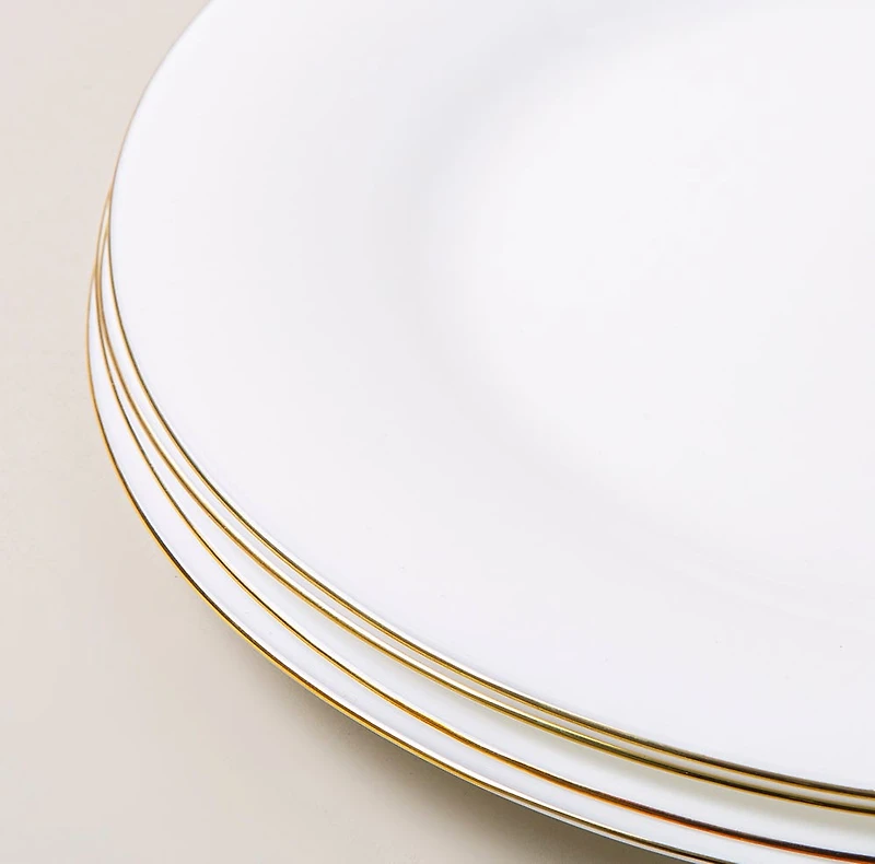 KSP Opal 'Banded' Glass Dinner Plate (White/Gold)