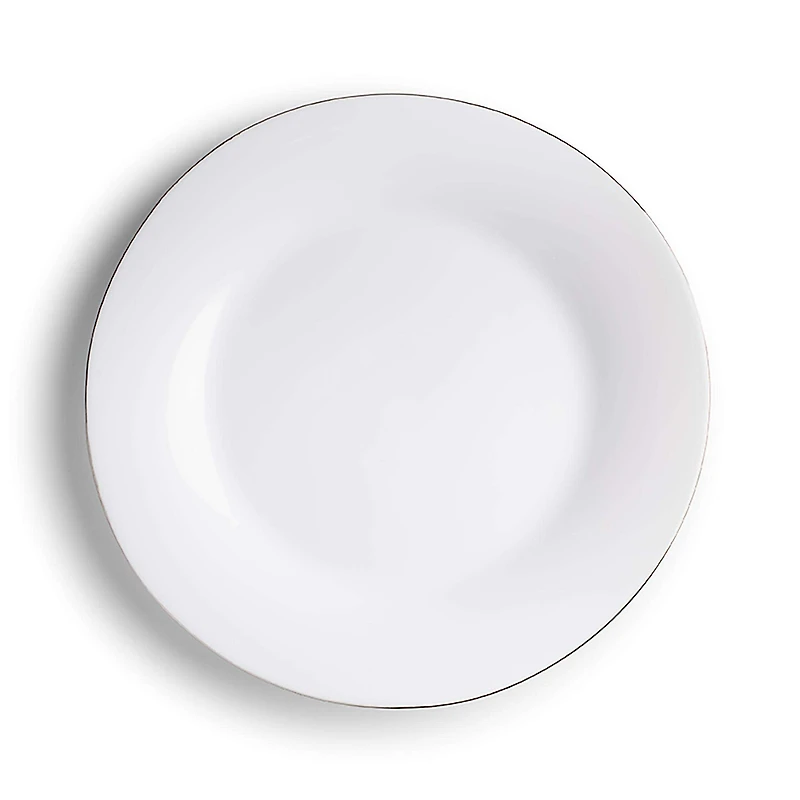 KSP Opal 'Banded' Glass Dinner Plate (White/Silver)