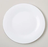 KSP Opal 'Banded' Glass Dinner Plate (White/Silver)