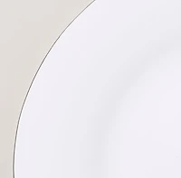 KSP Opal 'Banded' Glass Dinner Plate (White/Silver)