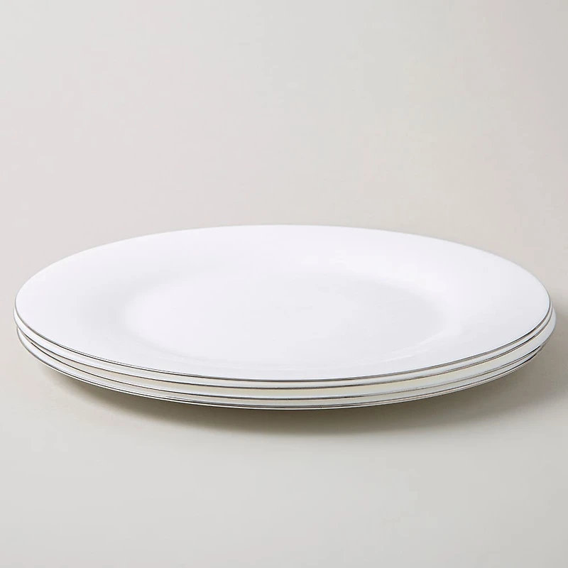 KSP Opal 'Banded' Glass Dinner Plate (White/Silver)