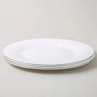 KSP Opal 'Banded' Glass Dinner Plate (White/Silver)