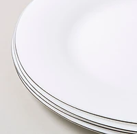 KSP Opal 'Banded' Glass Dinner Plate (White/Silver)